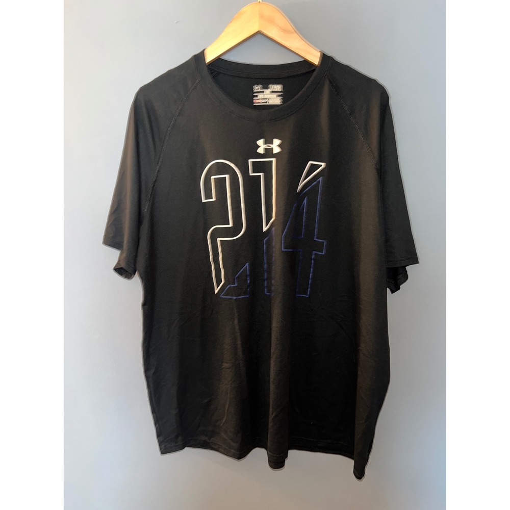 Under Armour Mens XL Heatgear 214 Dallas Graphic T-Shirt Black Loose Fit